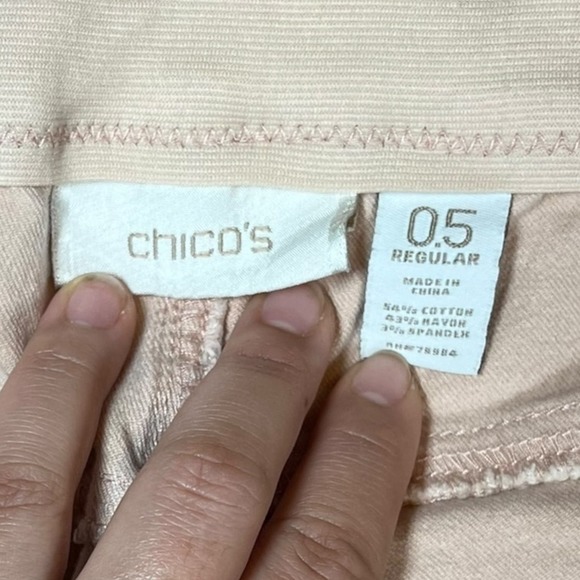 Chico's‎ Casual Pants Women's Size 0.5 (US 6) Stretch Straight Leg Light Beige - Picture 5 of 7